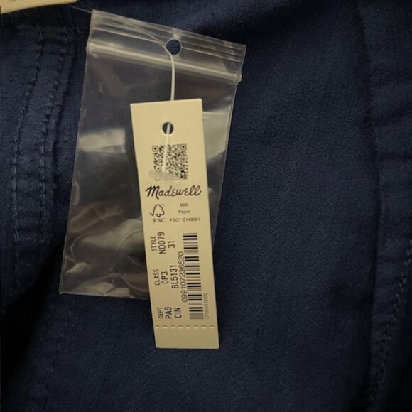 Madewell SZ 31 Emmett Wide Leg Corduroy Pants in Classic Indigo Navy NWT - Picture 8 of 12